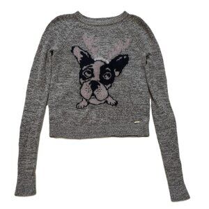 Y2K Cozy Christmas Abercrombie & Fitch Sweater w/Boston Terrier pic, Women's XS